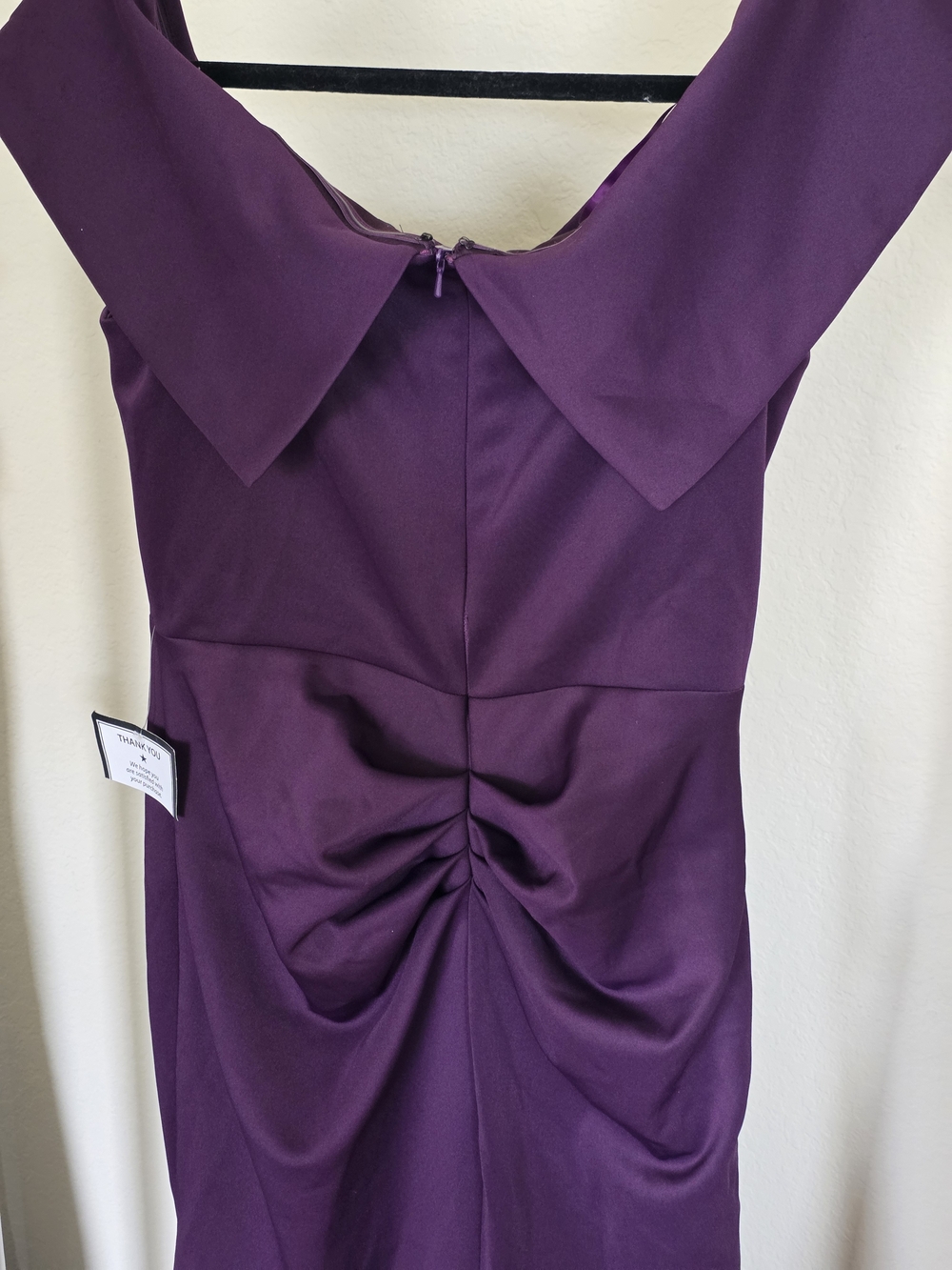 Xscape Dress Off-Shoulder Ruffle Gown Purple Patti Techno Scuba Size 16 - Picture 10 of 12